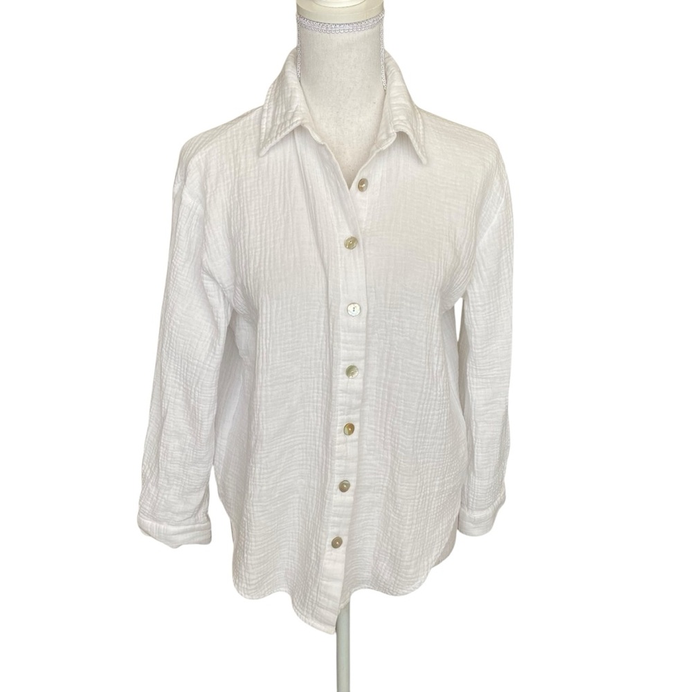 Princess Polly 100% Cotton Button Down White Top Size 2